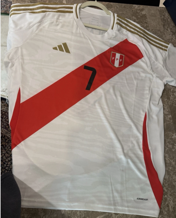 Adidas Peru National Team Men’s Home Soccer Jersey Nolberto Solano #7 2XL