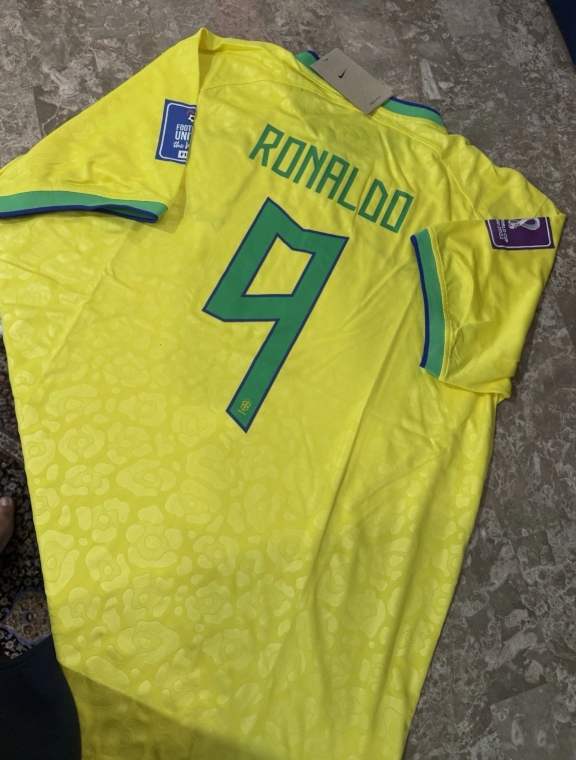 NIKE MEN'S BRAZIL 22/23HOME JERSEY DYNAMIC YELLOW/PARAMOUNT BLUE Ronaldo #9 2XL