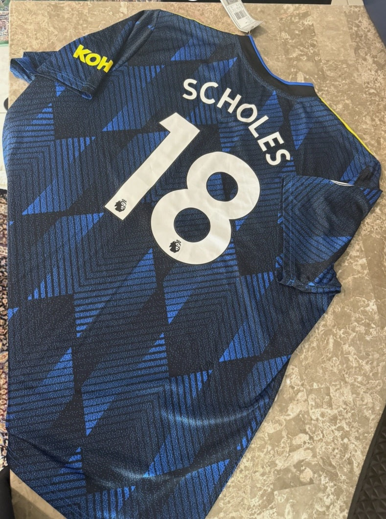 Adidas Manchester United 21/22 Glow Third Jersey Paul Scholes #18 2XL