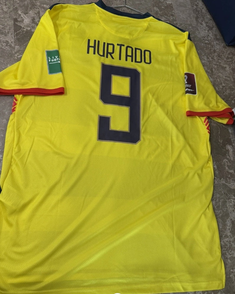 Marathon Ecuador National Team Home Official Soccer Jersey Hurtado #9 XL