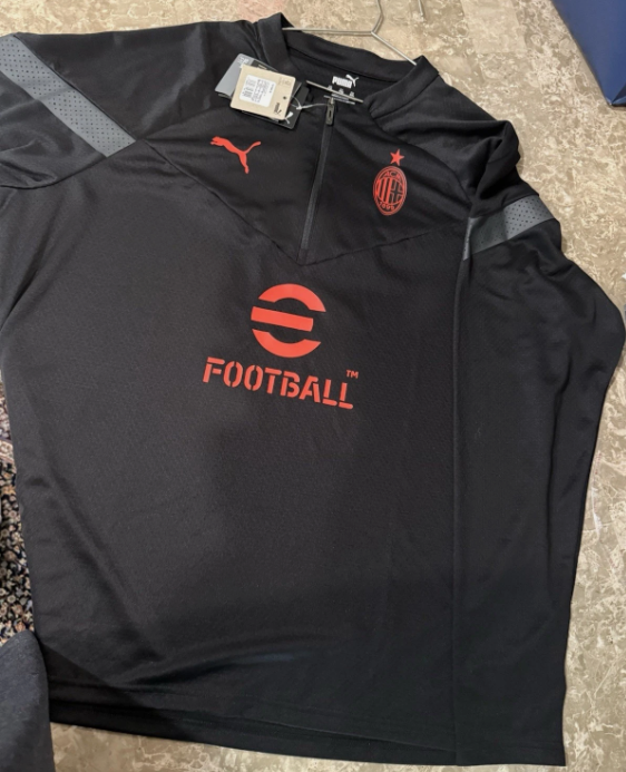 AC Milan ¼ Zip Long Sleeve Training Top - Black & Red 2XL