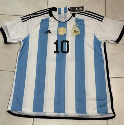 Argentina Home Soccer WC 2022 Jersey Replica Messi #10 Size XXL